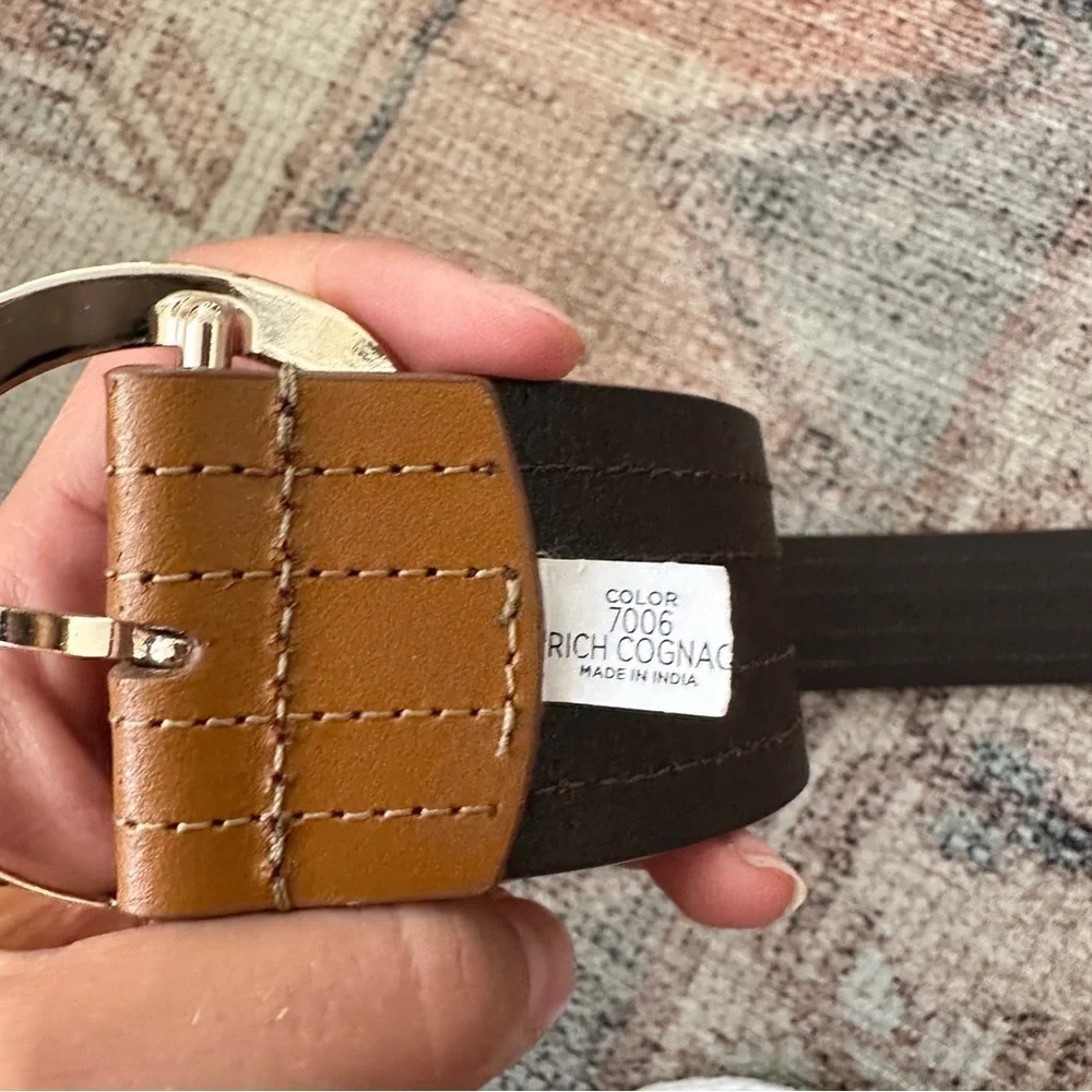Ann Taylor Brown Leather Gold Circle Belt sz M/L